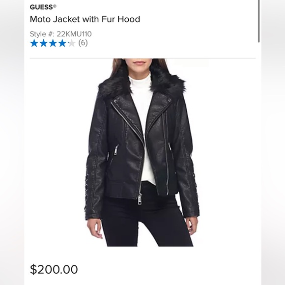 GUESS Leather Moto Jacket with Removable Fur XS - Picture 4 of 7